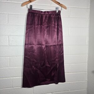 Vtg Patty Woodward Satin Midi Skirt Small Plum Royal Regency Nylon Party Retro